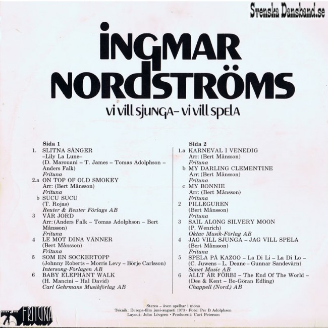 INGMAR NORDSTRÖMS LP (1973) "Vi vill sjunga - Vi vill spela" B