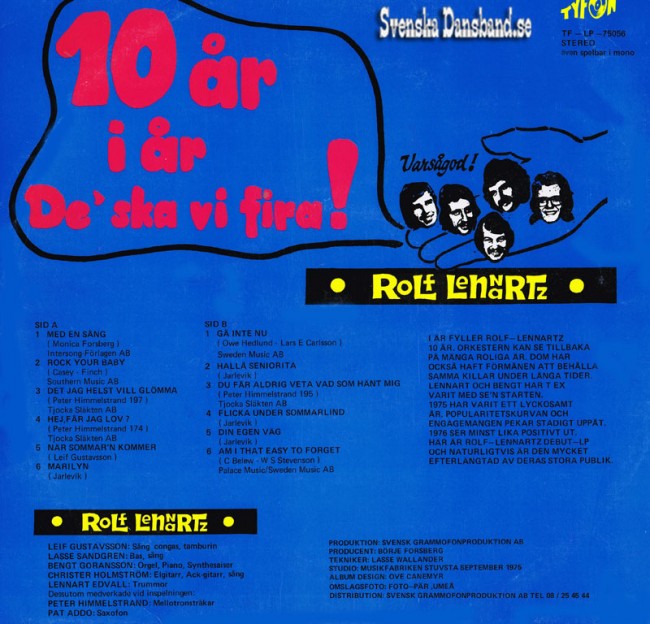 ROLF LENNARTZ LP (1975) "Med en sng" B