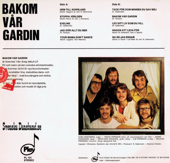 SVENNES LP (1974) " Bakom vr gardin" B